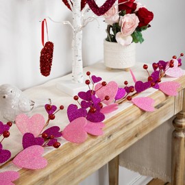 Northlight 6' Glittered Hearts and Berries Valentine's Day Garland