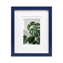 EGOFINE 10x8 Photo Frames, Solid Wood Frames Matted for 6x4/7x5 inch or 8x10 Without Mat,10x8 Picture Frames for Tabletop and Wall Mounting,20x25cm Poster frames for Portrait, Printing,Navy Blue