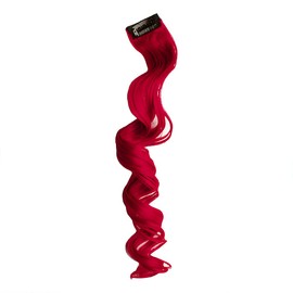 Stasia Street 20-Inch Curly Clip-On Strands Korean Synthetic Breatheable Hair Extensions for Women Natural Looking Instant Style, Volume & Length - Scarlet Red