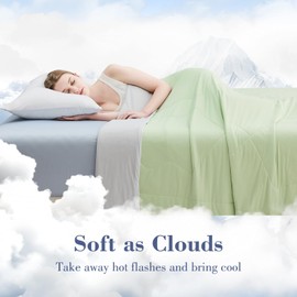 EMME Cooling Comforter Queen Size, Double-Sided Cooling Blanket for Hot Sleepers, Q-Max>0.45 Breathable Summer Quilt for Night Sweater, Cold Touch Lightweight Duvet Insert (Green,90 x 90)