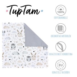 TupTam Children's Decorative Patterned Cushion Cover with Envelope Closure, Set of 2, Colour: Rabbit/Owl, Size: 40 x 60 cm