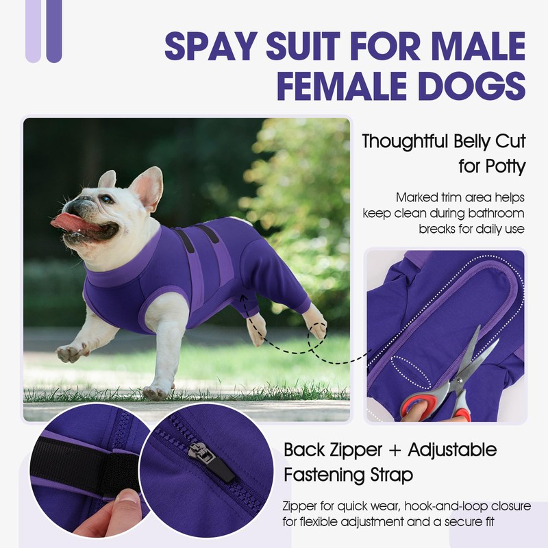 QBLEEV Dog Surgery Recovery Suit for Rear Legs, Long Back