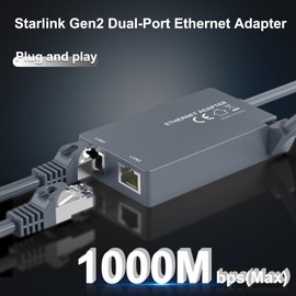 for Starlink Ethernet Adapter for Starlink Gen2 Wired External Network,Dual Ports Starlink Gen2 Ethernet Adapter Up to 1 Gbps High-Speed Ntworking