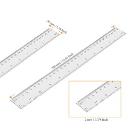 MUKCHAP 50 Pack 30cm/12 Inch Clear Plastic Ruler, Metric Rulers with Centimeters and Inches, Transparent Rulers for Home, Office