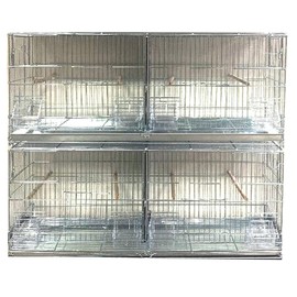 Combo: Galvanized Zinc Plated Stack & Lock Breeder Bird Flight Cage Breeding Nest Door Removable Divider with Rolling Stand (ADD ON 35.5"x18"x19"H LOT-2, Galvanized Zinc Plated)