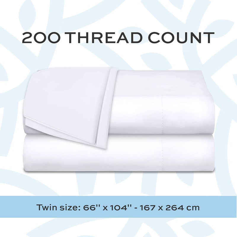 White Classic Twin Flat Sheets 3 Pack, White Cotton Flat