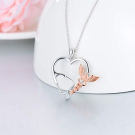 MISTBEE Stethoscope Necklace Doctor Nurse Medical Jewelry 925 Sterling Silver Heart Caduceus Necklaces Medical Nurse Gifts for Women, Sterling Silver, not known