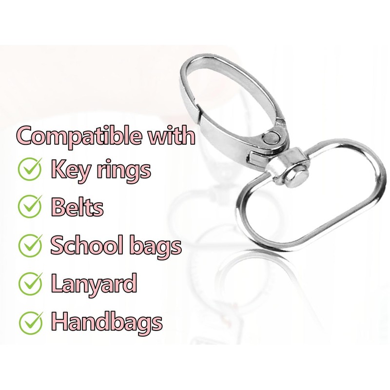 KAPSING Pack of 16 Key Ring D-Rings, 360 Degree Rotatable