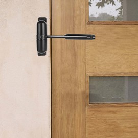 2 Pack Safety Spring Door Closers 4-1/4 inch Automatic Door Closer Residential, Auto Door Closer Adjustable Closing Door Hinge to Convert Hinged Doors to Self-Closing, Black