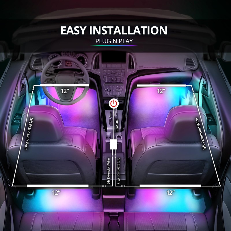 OPT7 Aura DreamColor Interior Light Strips, 4PC Double RGB-IC LED