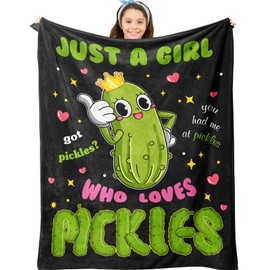 Jepufo Pickle Fleece Blanket, All-Season Travel Blanket, Best Pickle Lover Gift for Kids & Adults, 40"X50"