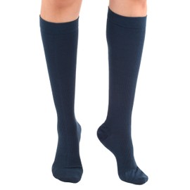 Absolute Support - Made in USA - Opaque Cotton Compression Socks for Women and Men 20 - 30 mmHg - Compression Socks for Women and Men 20 - 30 mmHg with Circulation - Navy, Medium