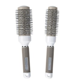 Canzoon Round Hair Brush Ceramic 2 Pieces Ceramic Brush Round Styling Brush Short Hair for Hair Drying, Styling, Curly (Grey)