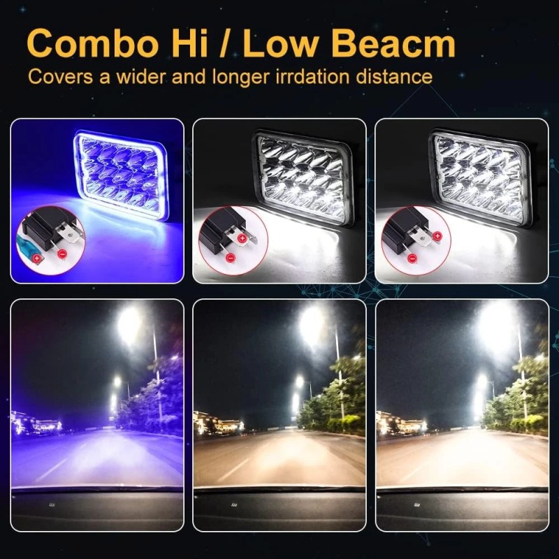 usparts888 4PCS 4"X6" LED Headlights High-Lo Beam DRL fit Chevy