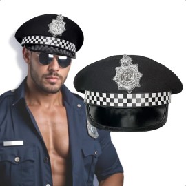 Gorro Sombrero Policía Gorra Kepi Disfraz Sexy Halloween Color Negro GRUPO CARNAVALLIA