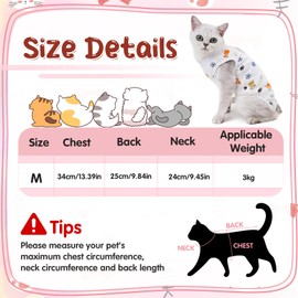 GSrenyu 2 Pcs Cat Recovery Suit, Breathable Cat Surgery Recovery Suit, Anti-licking Recovery Vest Wound Protector Clothes Cone Collar Alternative (M/Football/Donuts)