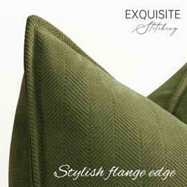 ZWJD Olive Green Cushion Cover 40 x 40 cm, Set of 2 Chenille Cushion Covers, Sofa Cushion Covers with Elegant Design, Soft and Luxurious Decorative Cushions for Couch, Bed and Home Decoration