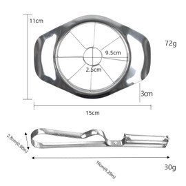 Apple Slicer, Corer and Divider, 8-Slice Apple Corer Slicer, Stainless Steel Apples Cutter Handheld Divider, with One Fruits Vegetables Peeler