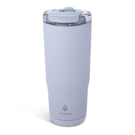 Manna Groove Stainless Steel Insulated Tumbler with Locking Tritan Lid and Flip-up Straw - 30 Oz - Ocean Mist Powder Coat