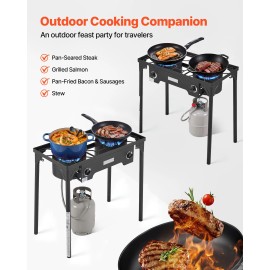 2-Burner Heavy Duty Carbon Steel Outdoor Propane Gas Stove 150,000 BTU for Camping & Outdoor Cooking From ShiType: Bracket Style, Number of Burners: 2 Burners