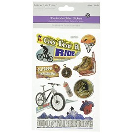 Multicraft Imports SS852T Go for a Ride Craft Chipboard Glitter Stickers, Multicolor