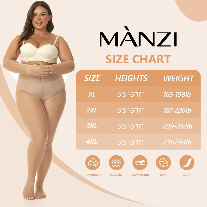 Manzi - Medias de nailon para mujer (4 pares), 4