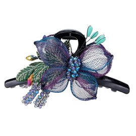Copper Wire Hair Claw Clips for Women - Hand-woven High-level design Hair Clips Rhinestones Butterfly Hair Claw Barrettes for Ladies Thick Thin Hair Elegant Flower Hair Accessories (Blue)