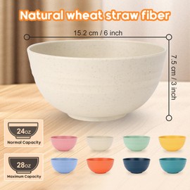 UUGLAM Unbreakable Cereal Bowls Set of 8, 28 Oz Wheat Straw Bowl Sets, Microwave & Dishwasher Safe Bowls for Kitchen, Reusable Plastic Bowl for Soup, Salad, Rice, Snack, BPA Free, Multicolor