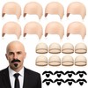 24 Pcs Bald Cap with Mustache Bald Wig Cap Halloween