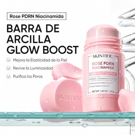 SKINTIFIC Mascarilla Facial en Barra con Arcilla Rosa, PDRN y Niacinamida, Clay Stick para Cuidado Facial, Textura Suave para Rutina de Belleza, Todo 