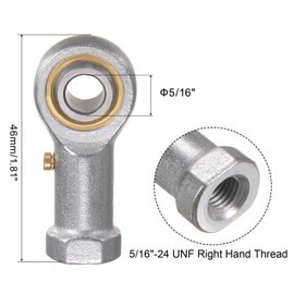 QUARKZMAN 4 Pack PHSB5 5/16" Rod End Bearing, 5/16"-24 UNF Female Thread, Right Hand Thread, Stainless Steel Rod End Connections with Lock Nut