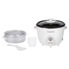 CUCKOO One Touch Rice Cooker 12-Cup Cooked, Small Rice Cooker & Warmer with Steamer Tray, Versatile Grain Cooker, Soup Maker, Auto Keep Warm, 6-Cup Uncooked, White (CR-0601C)