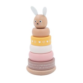jumini Wooden Stacking Rings – Bunny Rainbow Stacker | Wobbly Stacker | Eco-Friendly FSC Wood | Non-Toxic Paint | Safe for Toddlers | Pastel Colours | Suitable for Babies 12 Months+