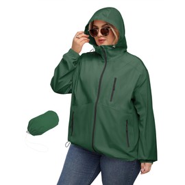 Avoogue Plus Size Raincoat for Women Wind Breaker Jacket Womens Hiking Shirts Women Womens Lightweight Rain Jacket with Hood Womens Outerwear Chaqueta Impermeable Para Mujer 2XL