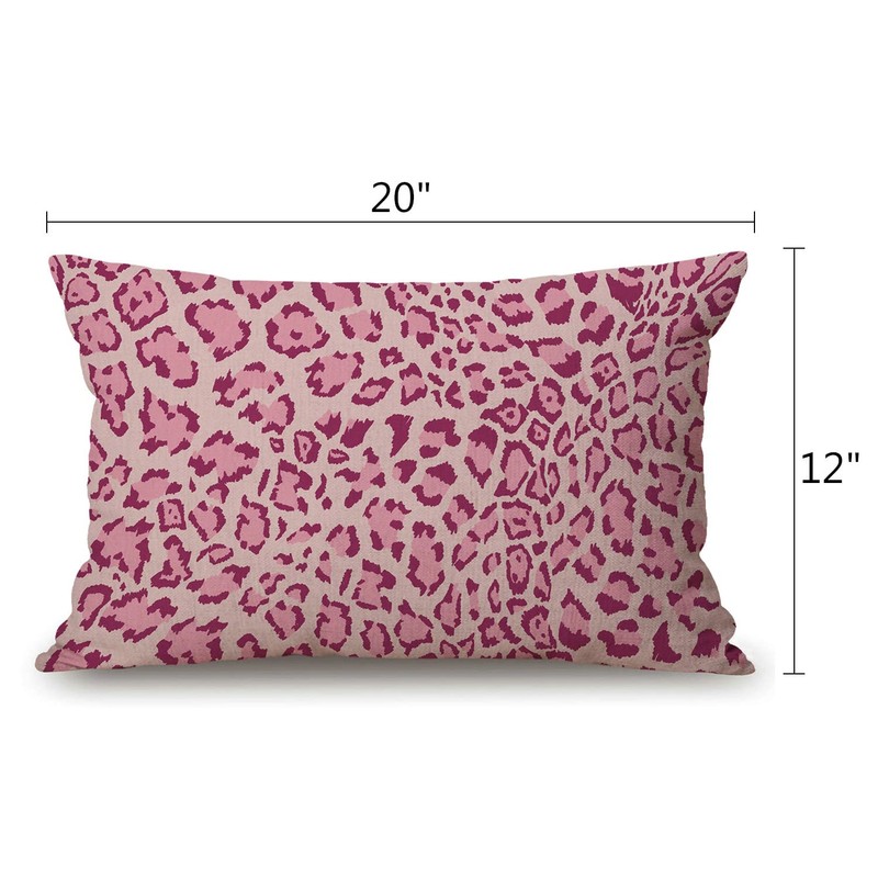 Pink Leopard Cotton Linen Decorative Throw Pillow Case Cushion Cover