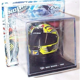 de agostini yellow/grey and red max biaggi 1995 helmet 1:5 scale diecast model