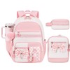 CAMTOP Girls Backpack with Lunch Box & Pencil Case Set,