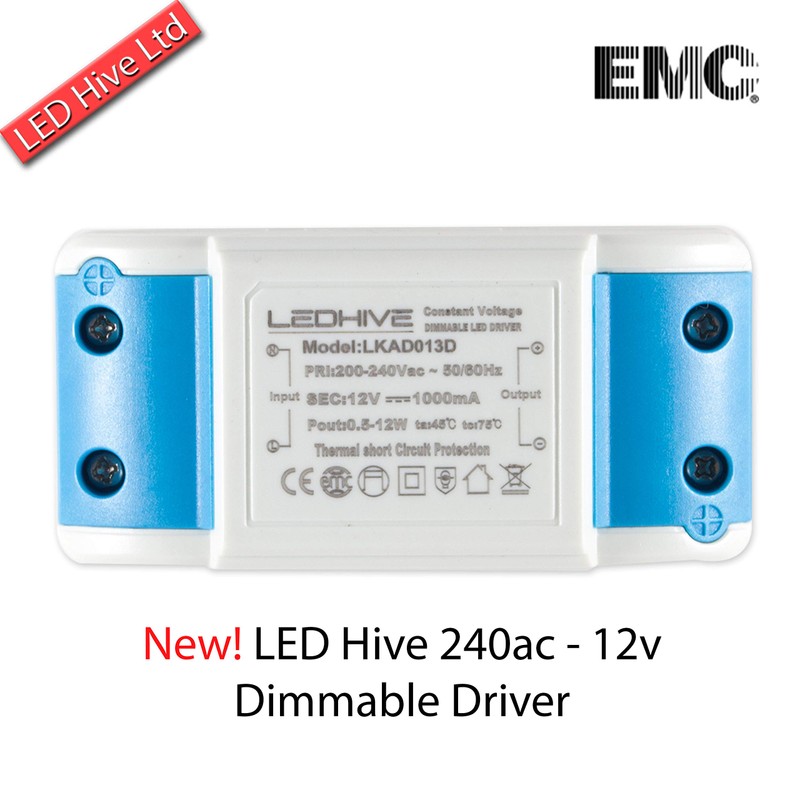 LEDHive 12W dimmable driver 240V - 12V with Terminal Blocks,