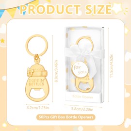 50Pcs Popping Bottle Openers Baby Shower Party Favors for Guests Bottle Opener Keychain Decorations and Souvenirs with Gift Box, for Gender Reveal Return Giveaways Theme Party Supplies (White)