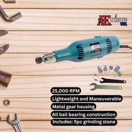 ATE Pro. USA - 1/4" Electric Die Grinder, with AC/DC Switch, Lightweight, Manueverable, 25,000 RPM, Grinding Stones Included