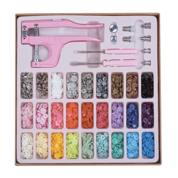 Plastic Snap Fastener Kit, Plastic and Metal Snap Buttons with