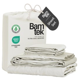 Bamtek 100% Viscose from Bamboo Sheets King Size, Super Soft King Bed Set, 4PC Cooling Sheets for Hot Sleepers, Organically Grown Bedding Sheet, King Size Sheet Set - Ivory - 76" x 80"