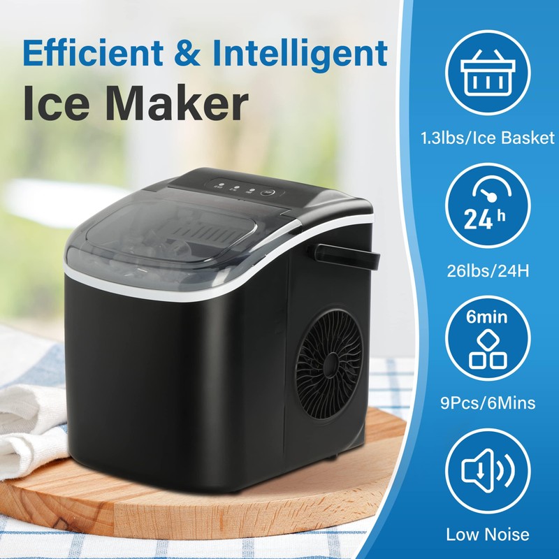 Simple Deluxe Ice Maker for Countertop, Self-Cleaning, Portable Ice Machine