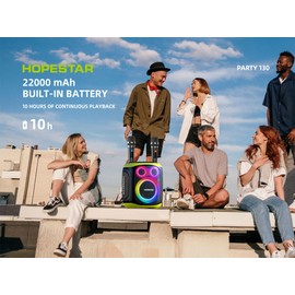 120W Wireless Portable Bluetooth Party Speaker with Two Microphones, Stero Audio, TWS Connection, AUX/TF Card Karaoke Machine (Blue)