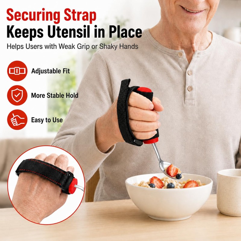 Bendable Adaptive Utensils 3-Piece Set, Parkinsons Fork Spoon Rocker Knife,