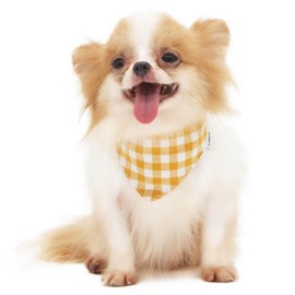 LOPHIPETS Cotton Triangle Bandana for Small Dogs - Stylish and Comfortable Accessory-Yellow/S