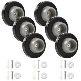 6pcs Concave Wall Door Bumper Stop Rubber Wall Mount Door stoppers Silver Stainless Round Door Knb Stop Protector Prevent Door Handle Damage Shield Walls, Easy to Install (Black)
