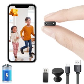 SCHCWC 【Free 64G】 Smallest Wireless WiFi Battery Camera,Portable Spy Concealed Camera with HD4K Video Recording Live Feed,Baby Monitor,Upgrade Night Vision,Motion Detection,Remote Viewing for Outdoor