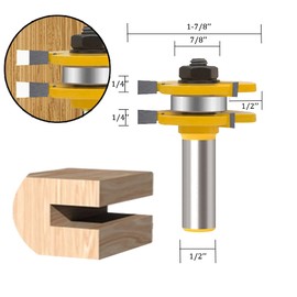 MAYLINE Router Bit Set 1/2 Inch Shank 3 PCS, Woodwork Milling Groving Cutter Router Bits Sets Tongue Groove Rail Stile Wood Miter Cabinet CNC Cutting Tool for Doors Table (NO-04)