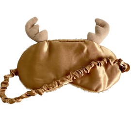 JRINYE Cute Reindeer Plush Sleep Mask Eye Mask Sleeping Mask Christmas Animal Rudolph Soft Fluffy Eye Cover Blindfold Eye Shade for Kids Girls and Adult Travel - Brown